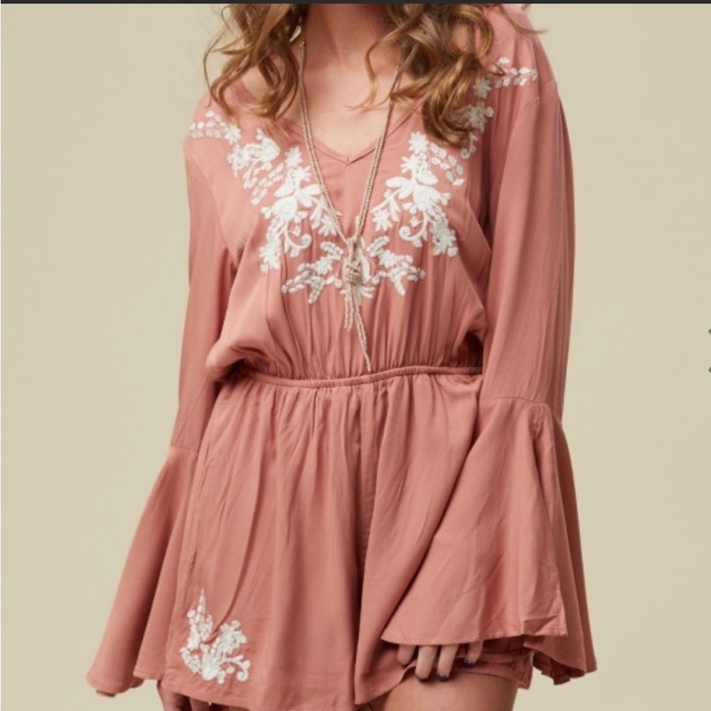 Altar’d State Salmon Marissa Romper Medium